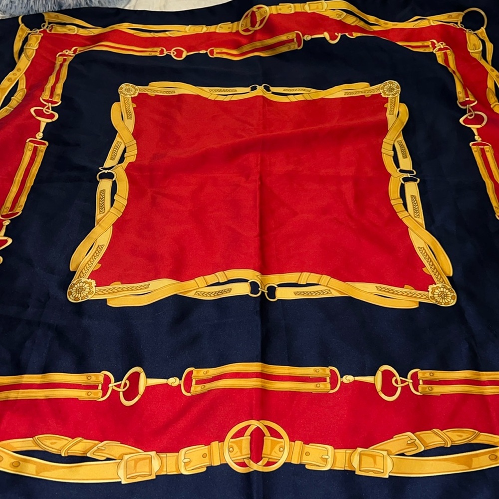 Equestrian theme large vintage scarf Art of the Scarf 34.5”